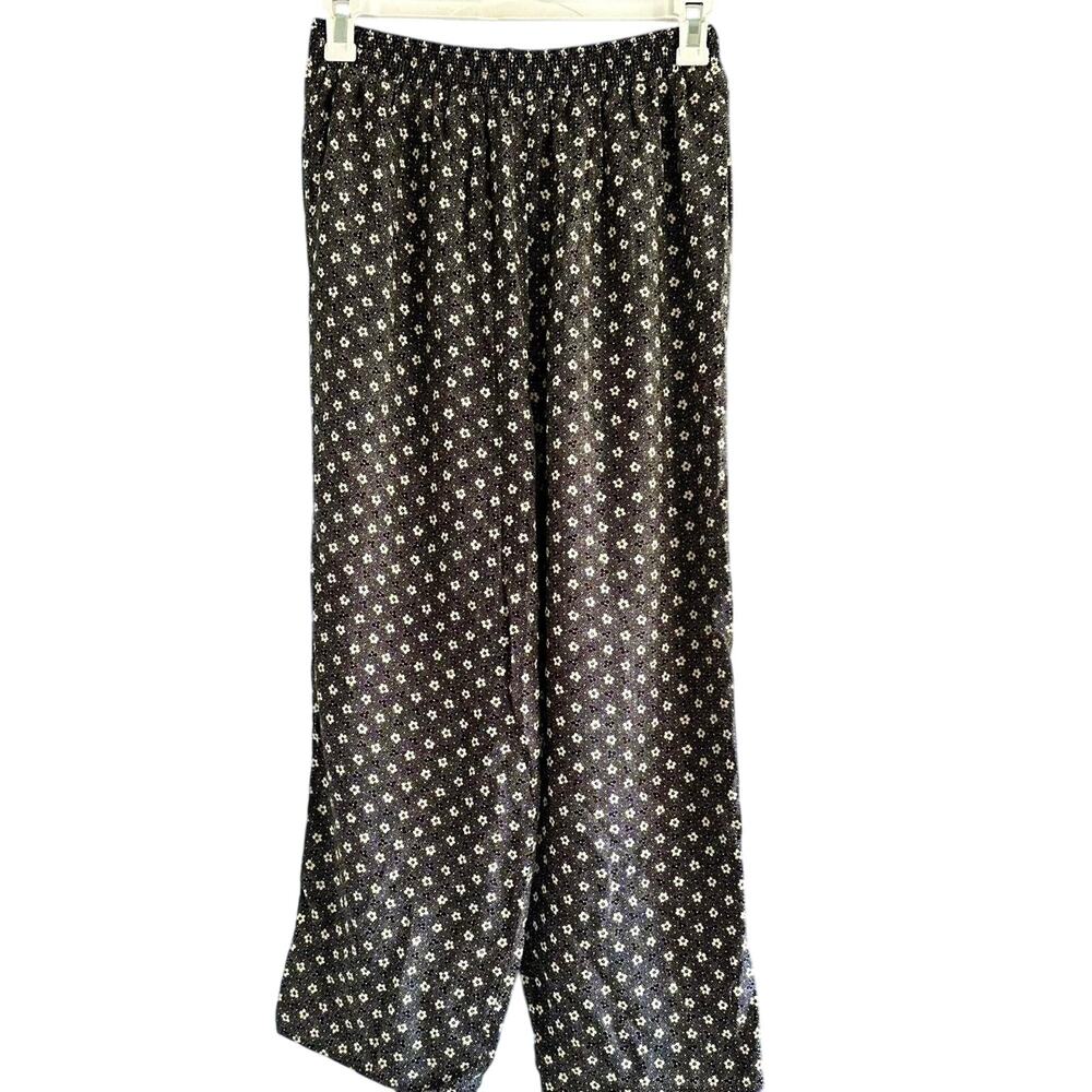Vintage Pants Womens Size Medium Black Floral Whimsigoth Soft Goth Indie Boho